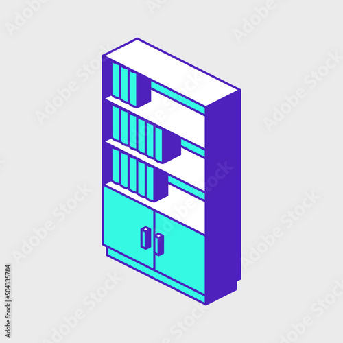 Book shelf isometric vector icon illustration