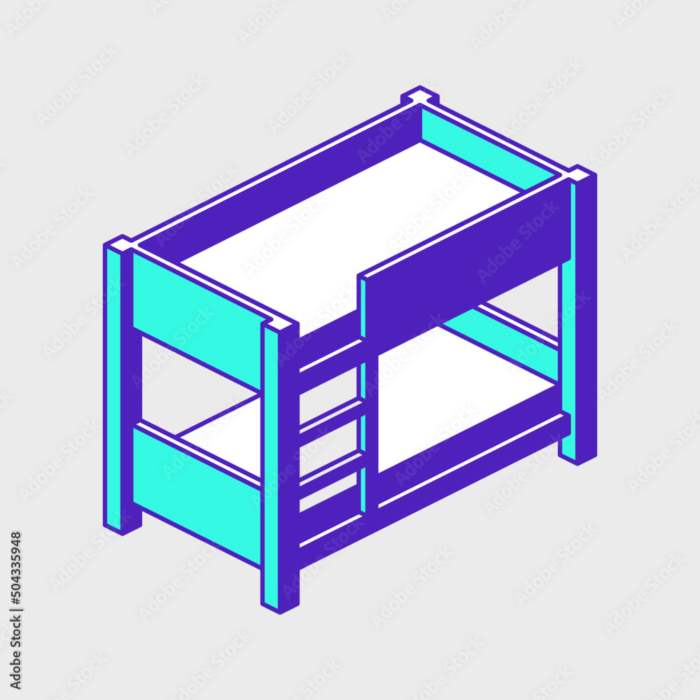 Bunk bed isometric vector icon illustration