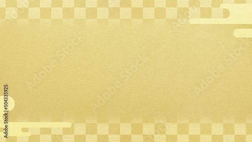 Golden oriental background material with traditional patterns 