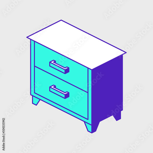 Bedside table or night stand isometric vector icon illustration