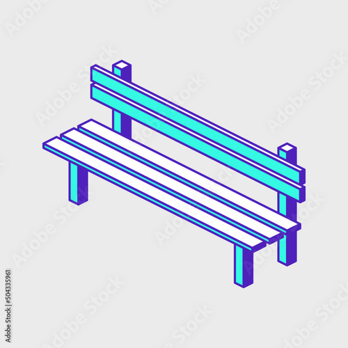 Park bench isometric vector icon illustration