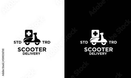 fast medical scooter delivery courier vector logo