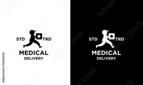 fast medical delivery courier vector logo