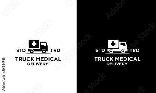 shipping truck medical delivery courier vector logo