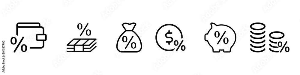 Commission icon vector set. percent illustration sign collection. tax symbol or logo. - obrazy, fototapety, plakaty 