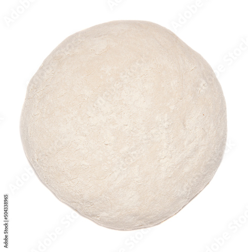 Fresh yeast dough isolated on white background. Top view.