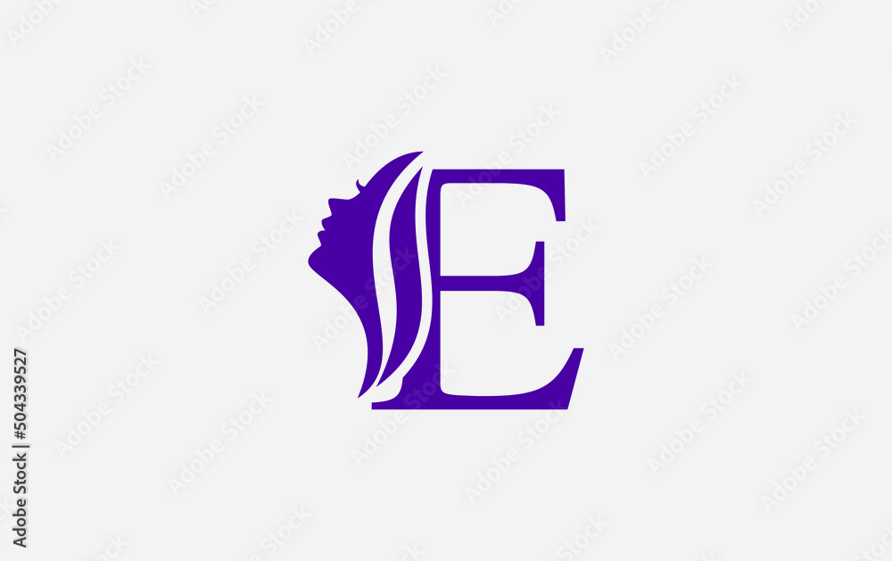 Purple beauty spa and hair logo and symbol design vector with the letter and alphabet E Purple beauty spa and hair logo and symbol design vector with the letter and alphabet E