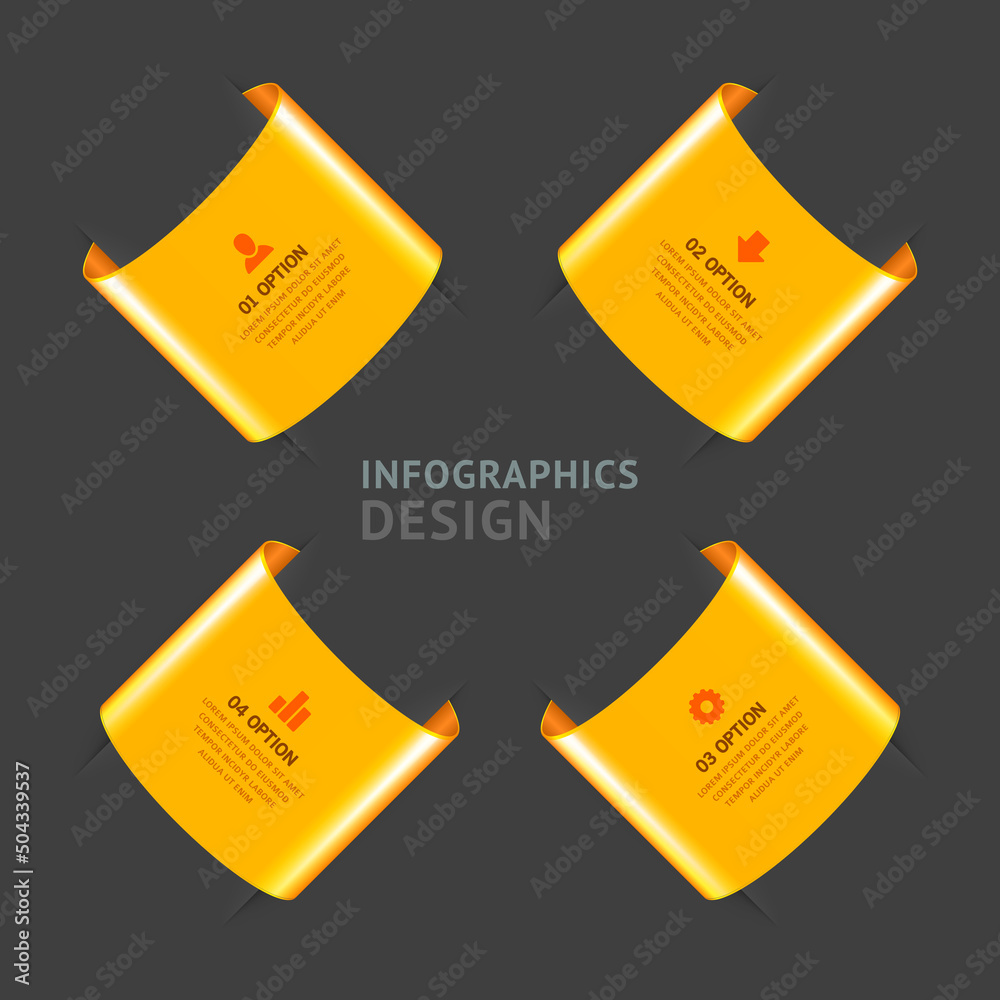 Yellow paper rings circle abstract geometric infographics scheme