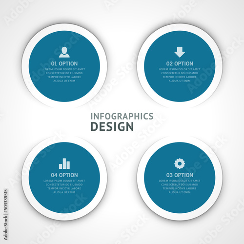 Realistic circle geometric shape in white frame infographics scheme design 3d template vector illustration. Rounded figure border information visualization steps options analyzing diagram