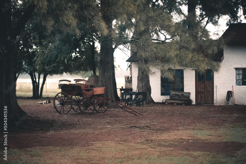 Old carriage in a farm