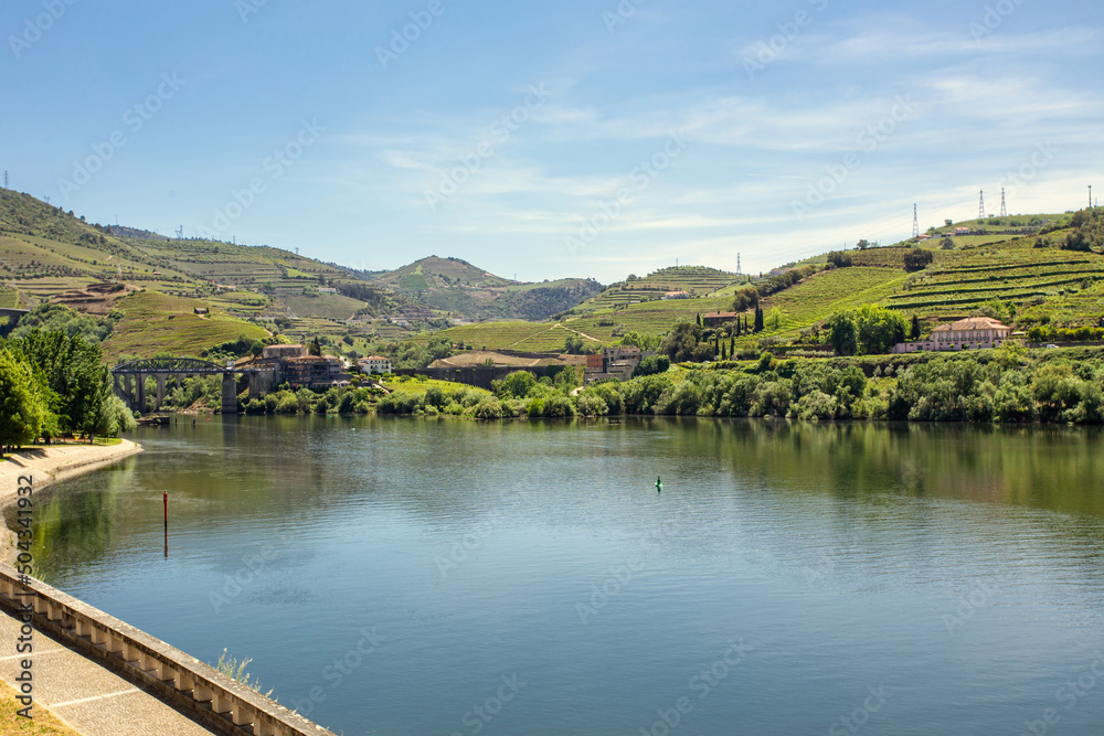 Douro river on Peso da Régua village in Portugal