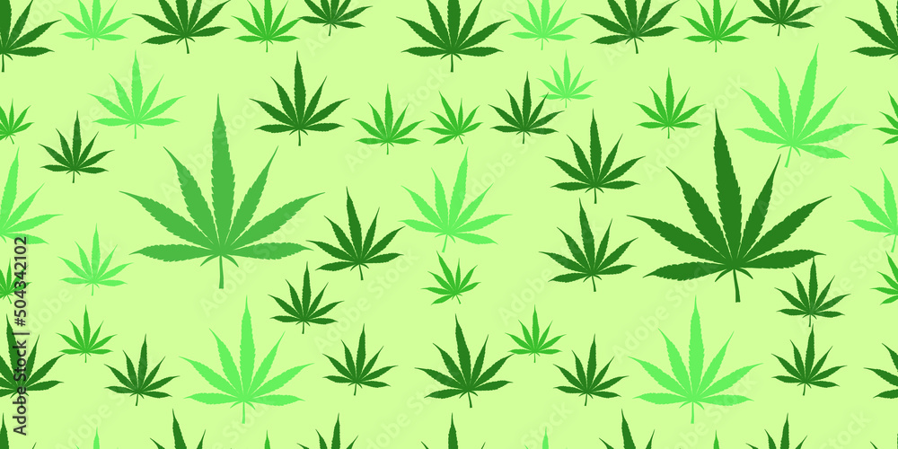 pattern seamless cannabis leaf. Design for fabric, curtain, background, carpet, wallpaper, clothing, wrapping, Batik, fabric,Vector illustration pattern seamless cannabis leaf. Design for fabric, curtain, background, carpet, wallpaper, clothing, wrapping, Batik, fabric,Vector illustration
