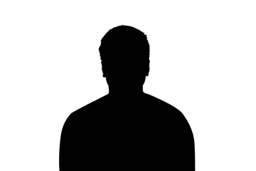 Unknown male person silhouette isolated on white background
