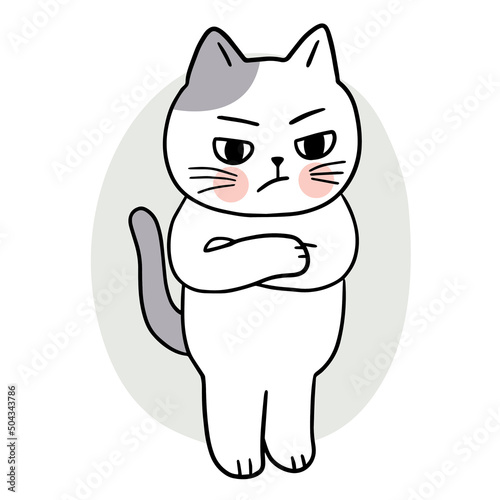 Cartoon cute cat thinking and boring vector.