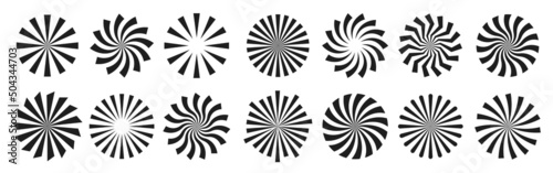 Sunburst radial stripes. Starburst abstract line circle vector background. Sun rise light round decoration elements. Vector illustration.