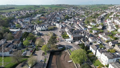 Kingsbridge town centre  Devon UK rising drone aerial view photo