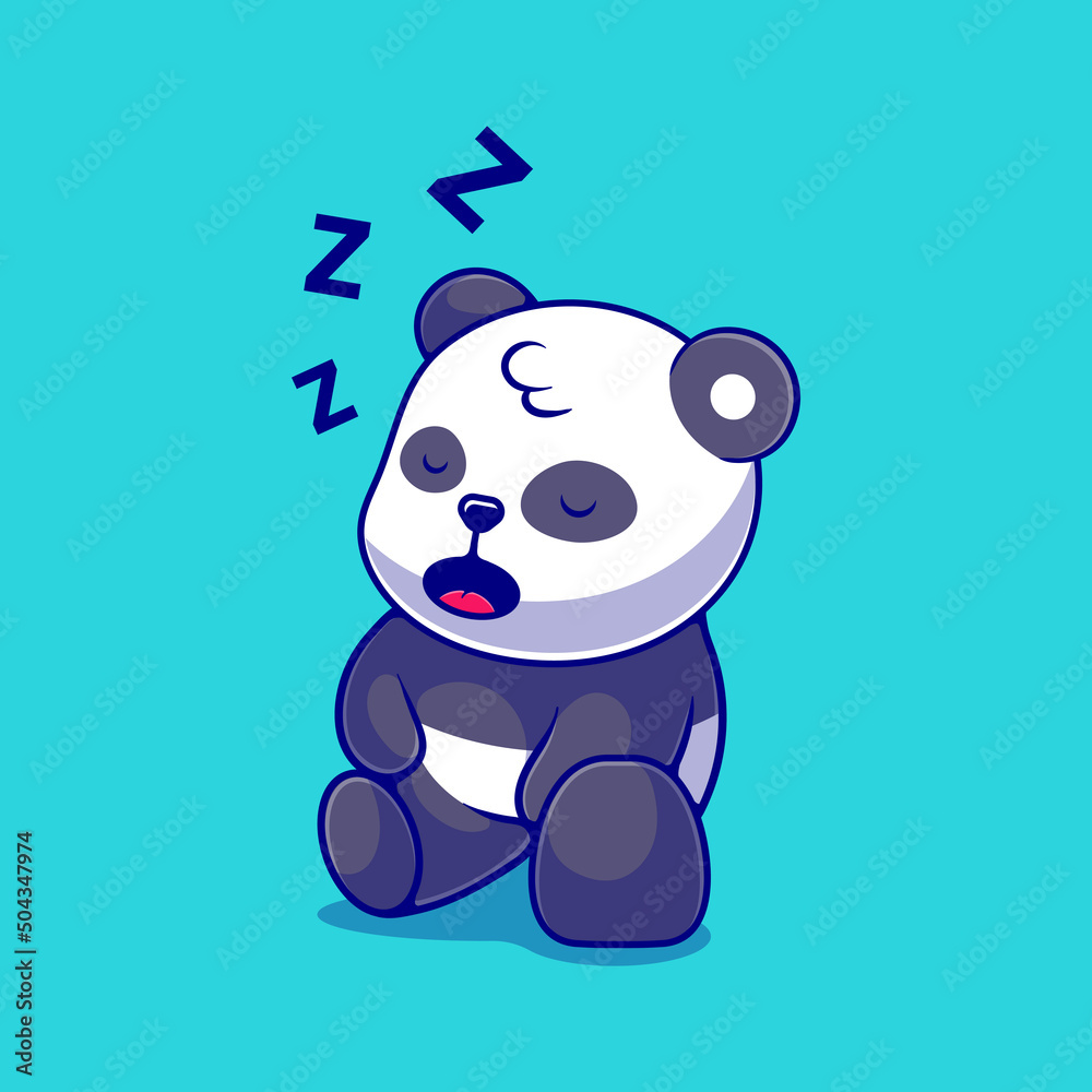 Naklejka premium cute sleeping panda illustration suitable for mascot sticker and t-shirt design