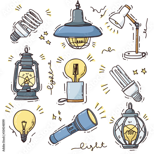 cute set with light bulbs and lamps
