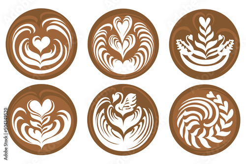 Set of Latte art Coffee Logo Design  Digital illustration