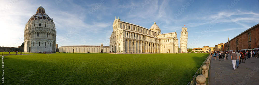 Pisa Tower Cathedral Panorma Italy