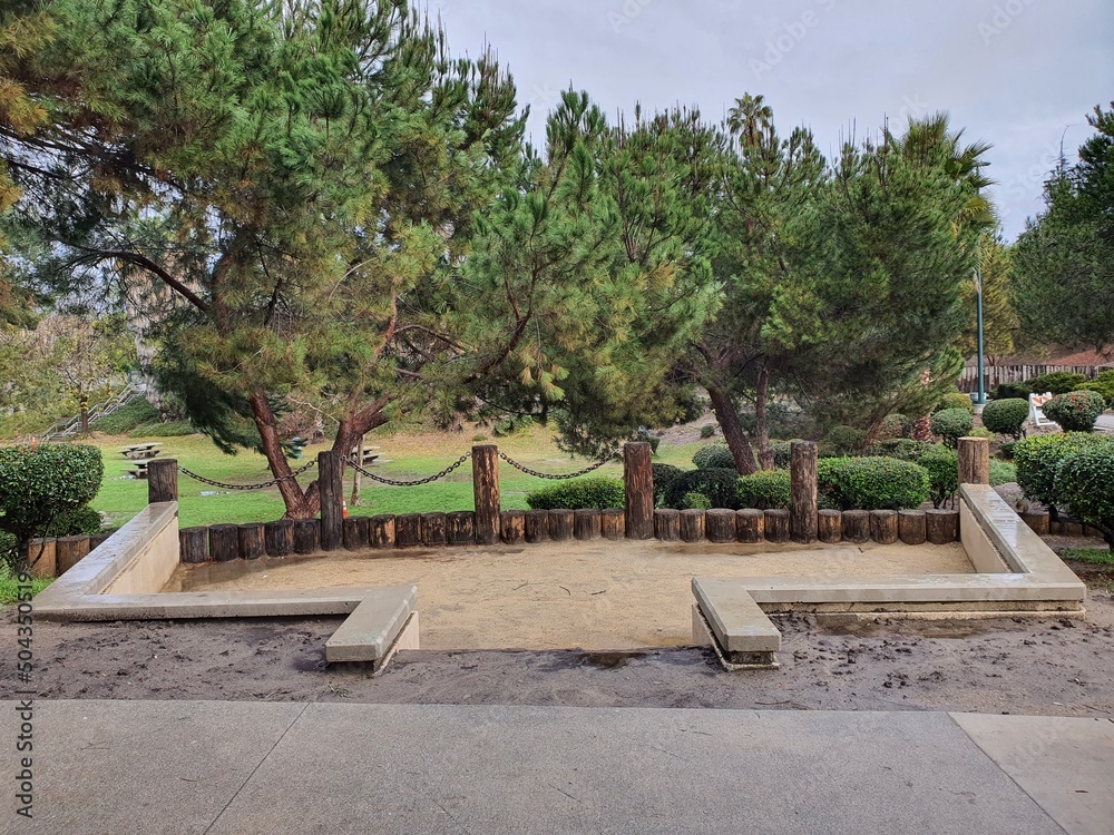 The park has large trees providing shade and a wide area for exercising and relaxing. Recreation in California, USA