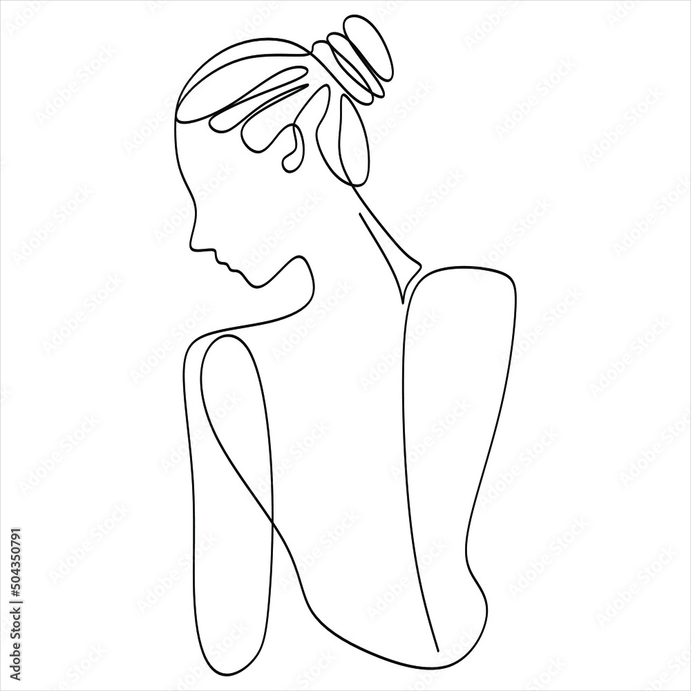 Continuous line, drawing of set faces and hairstyle, fashion concept, woman beauty minimalist, vector illustration for t-shirt, slogan design print graphics style Continuous line, drawing of set faces and hairstyle, fashion concept, woman beauty minimalist, vector illustration for t-shirt, slogan design print graphics style