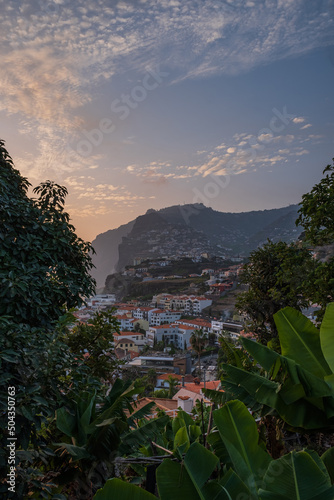 Camara de Lobos, small port on the island of Madeira. Sunset view, october 2021 photo