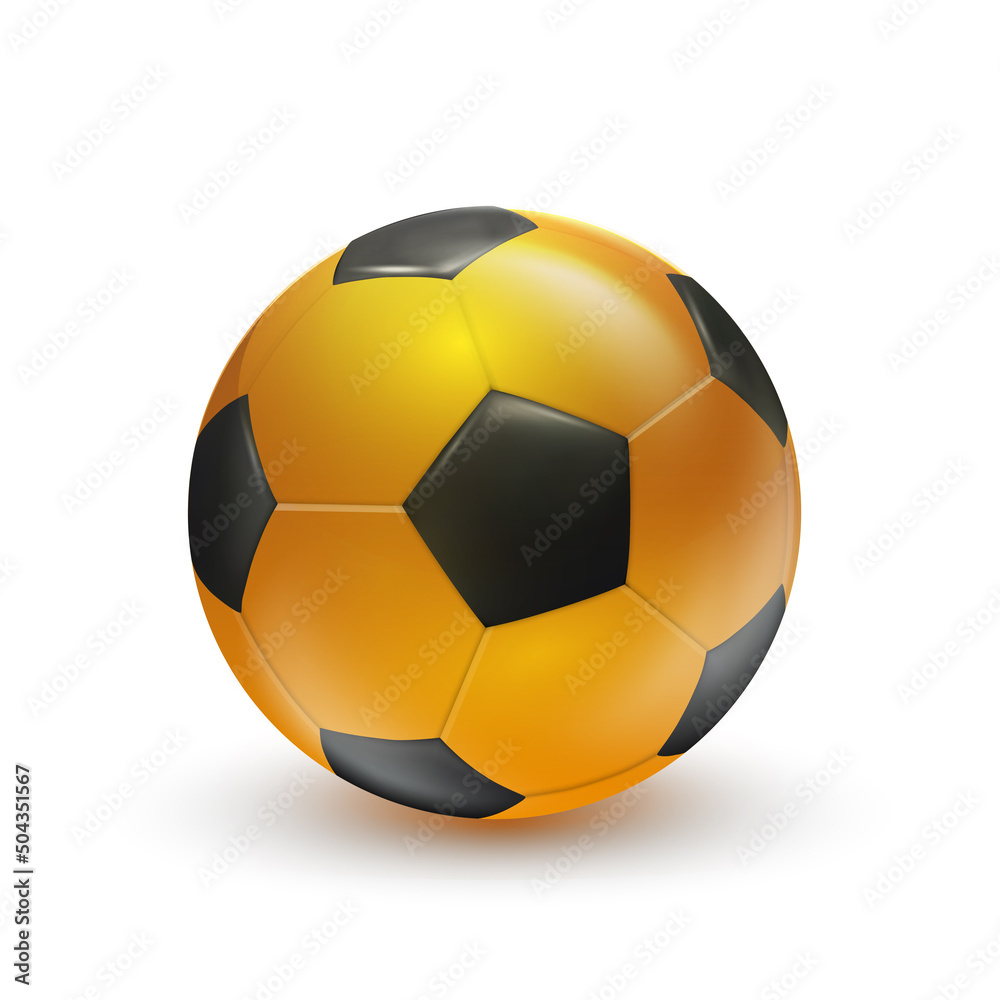 Golden soccer ball on white background. Gold football ball in vector. 3d illustration Golden soccer ball on white background. Gold football ball in vector. 3d illustration
