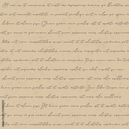 Vintage old paper texture with handwritten letter. Brown parchment with retro text. Vector EPS10