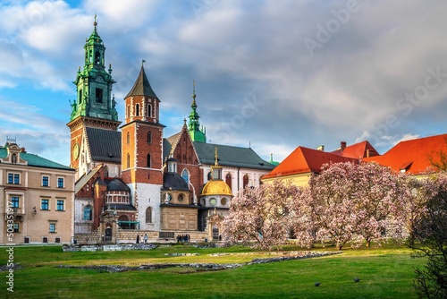 Zamek Królewski na Wawelu w Krakowie na wiosnę
