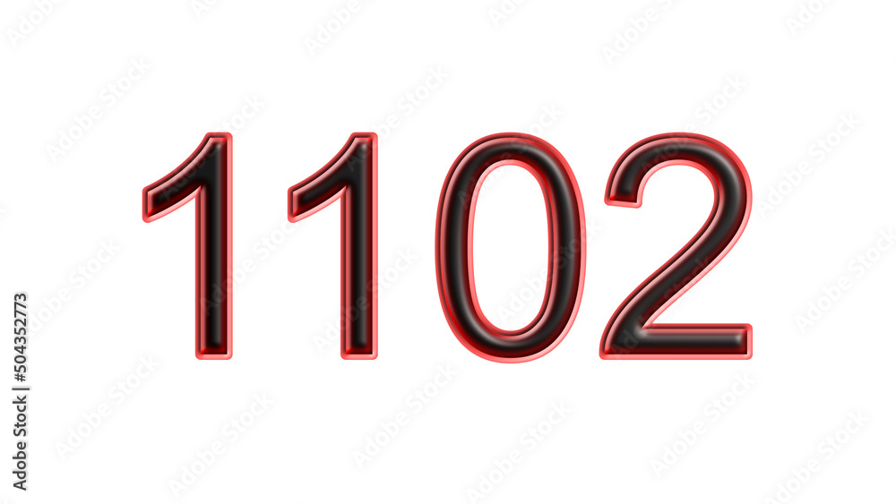red 1102 number 3d effect white background red 1102 number 3d effect white background