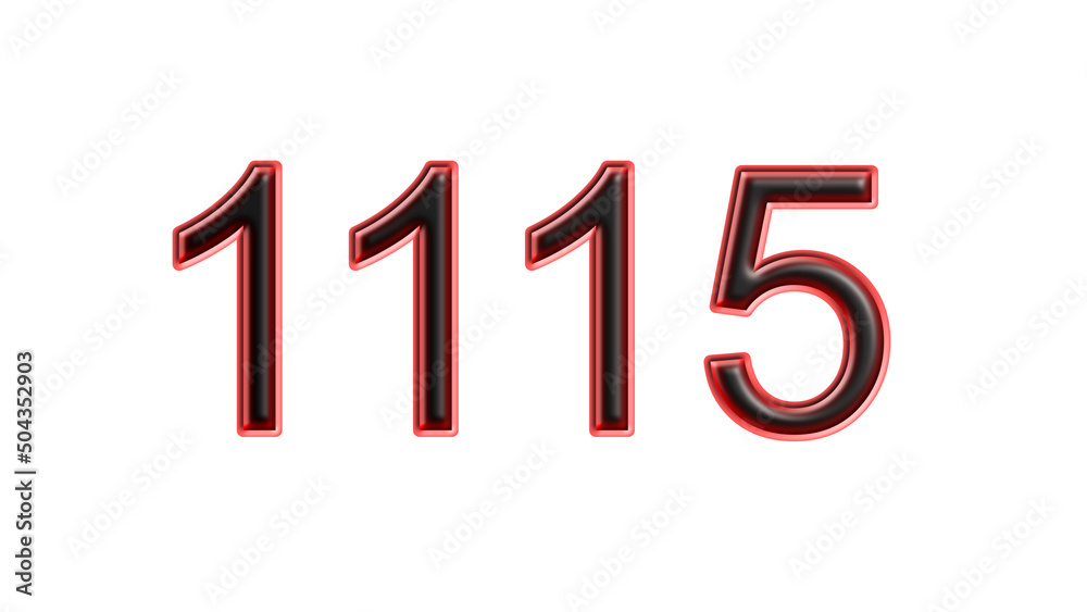 red 1115 number 3d effect white background red 1115 number 3d effect white background