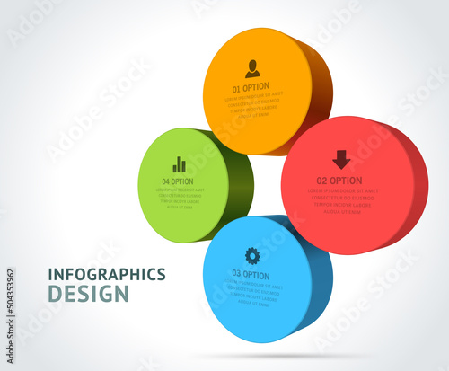 Abstract isometric circle geometric infographics scheme shape business data realistic 3d template vector illustration. Analyzing financial elements rounded chart website workflow steps option menu