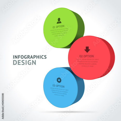 Bright isometric circle chips marketing analyzing infographics scheme realistic template vector illustration. Colored information module diagram business workflow management strategy plan isolated