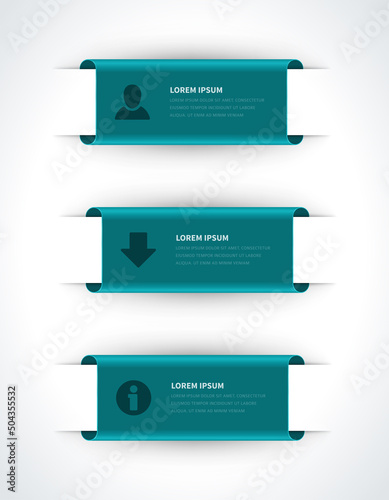 Abstract realistic green blue metallic folders infographic scheme strategy corporate visualization template vector illustration. Information chart diagram steps business educational analyzing isolated