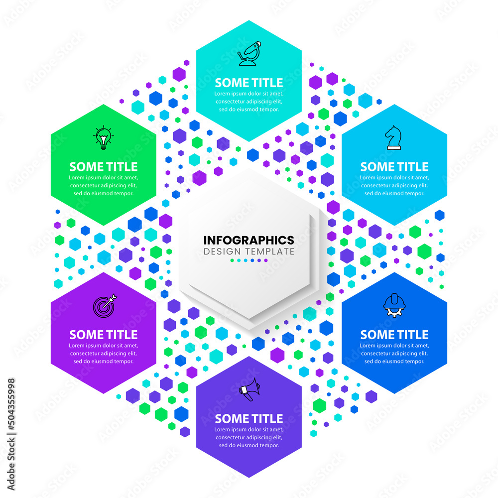 Infographic template. Hexagon with six steps. Vector Infographic template. Hexagon with six steps. Vector