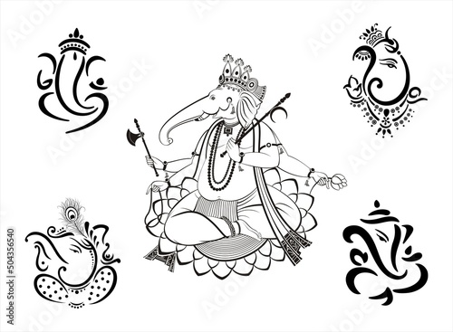 Ganesha, Aum, Hindu wedding card, Diwali, India	