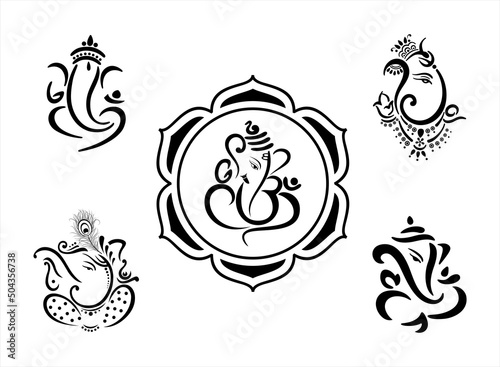Ganesha, Aum, Hindu wedding card, Diwali, India	