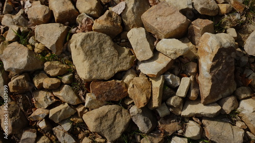 Rocky ground in the mountains, rocky soil