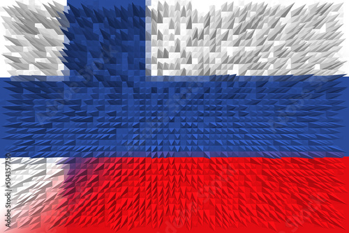 Finland and Russia. Finland flag and Russia flag. Concept of negotiations, help, association of countries, political and economic relations. Horizontal design. Abstract design. 3D illustration. photo