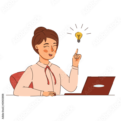 Happy woman coming up with creative ideas