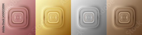 Emboss shape with light and shadow gold rose silver bronze metal chrome gradient color set metallic 3d paper effect