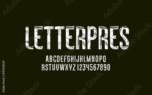 Grunge old font, alphabet with a rough vintage texture