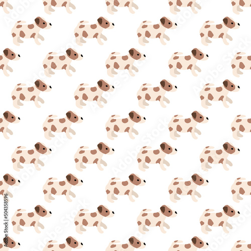 Cute dogs Jack Russell Terrier. Fanny animals . Vector hand drawn seamless pattern. Perfect for baby  kids apparel  print design  textile. White background.