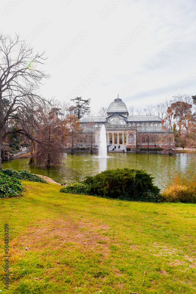 El Palacio de Cristal in the Retiro Park in Madrid, Spain.