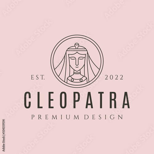 cleopatra queen line art logo vector symbol illustration design