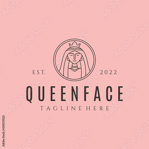 queen face line art logo vector symbol illustration design
