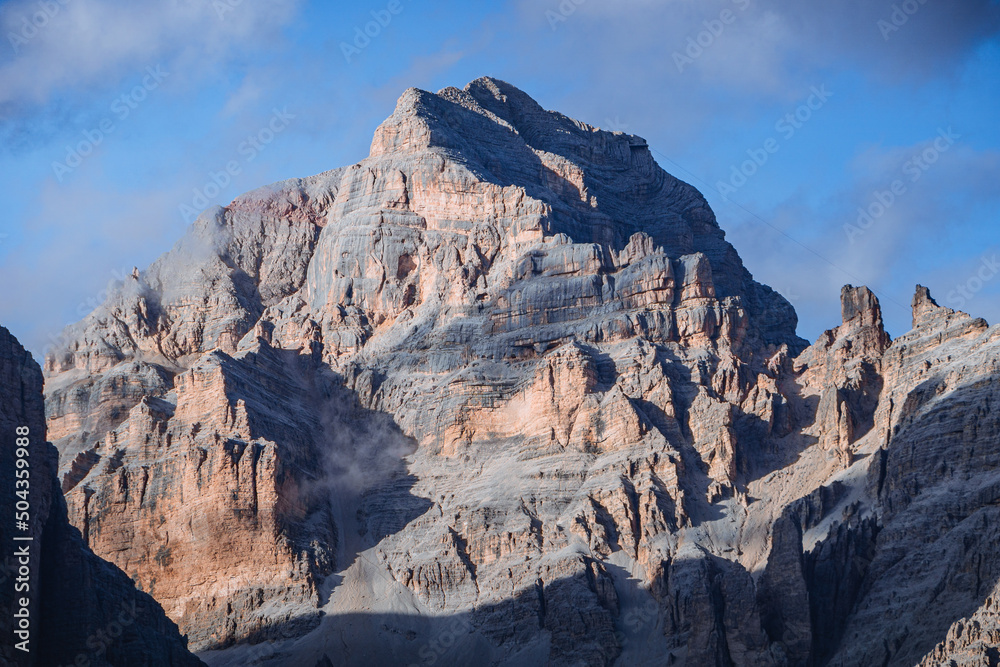 the tofane group: one of the most famous and spectacular mountains in the dolomites, near the town of Cortina d'Ampezzo - October 2021.
