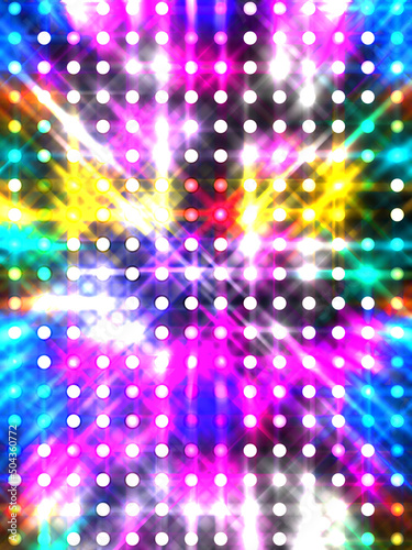 Wallpaper Mural Shining lights party leds on black background. Digital illustration of stage or stadium spotlights. Glowing pattern wallpaper. Glamour background of colorful lights with spotlights. Torontodigital.ca