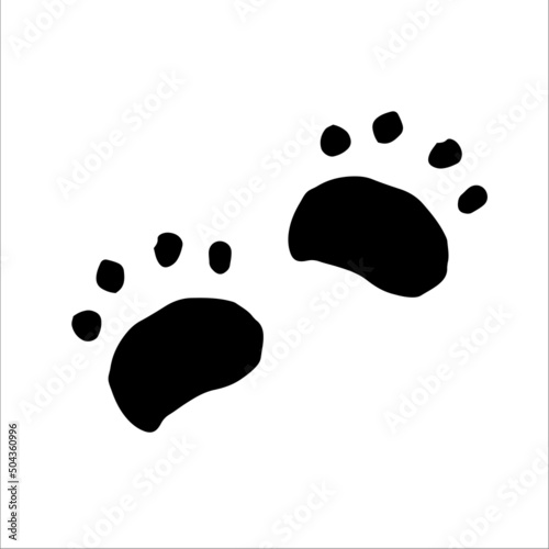 Paw prints. Dog, puppy and cat icon. A trace of a pet. The puppy's leg. Black silhouette of paws. Cute paw print in shape. Walk your pets for design. The trail of pack animals. Vector